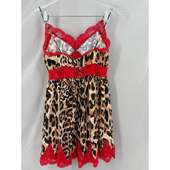 Paco Rabanne XS H&M Dress Leopard Slip Mini Red Lace NEW - Picture 2 of 8